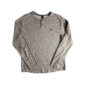 Volcom Men's Henley Shirt Size Large Dark Grey Long Sleeve Pullover
